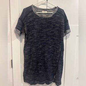 Madewell Black and Cream Marled Knit Tee Dress terry size small